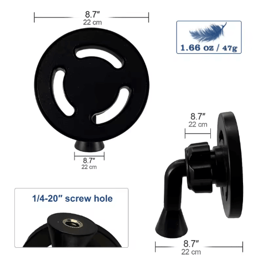 Universal Magnetic Phone Tripod Mount with 360° Rotation & 1/4 Screw Adapter