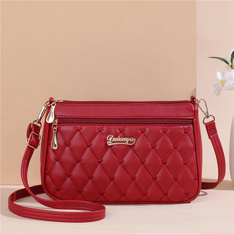 Elegant Embroidered Messenger Bag Stylish Women Leather Shoulder Handbag with Charm Accent