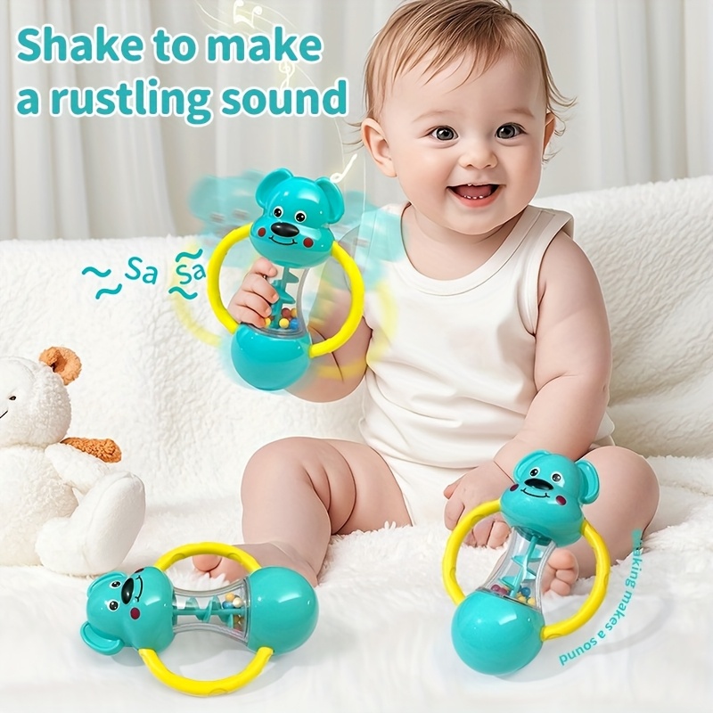 Cute Blue Puppy Design Hand-Cranked Bell Shaking Toy, Durable ABS Material, Ideal Christmas & Halloween Gift