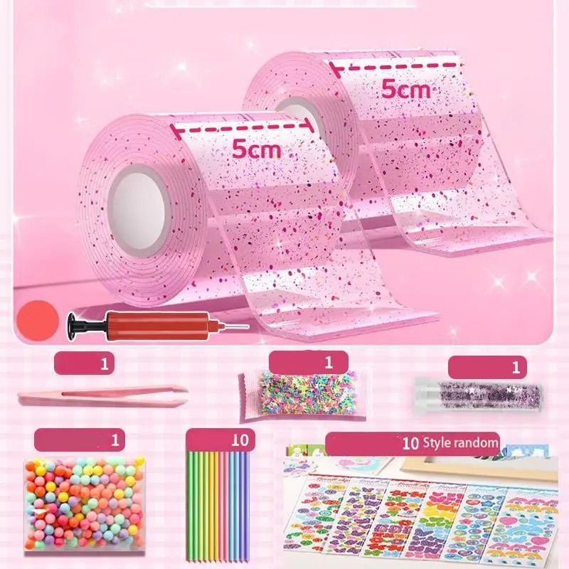 PET Nano Glue Knead Music Full Set | Double Sided Nano Tape Bubble Decompression Toy Kit