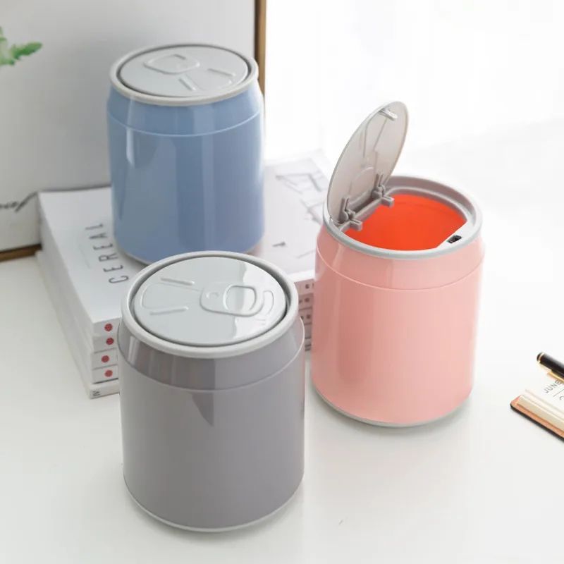 Press Lid Desktop Trash Can Compact Mini Garbage Bin for Home and Office