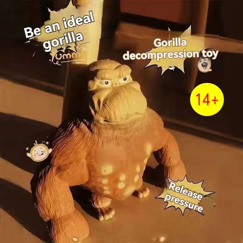 Funny Gorilla Stress Relief Squeeze Toy Pinch Figure Desk Decor for Relaxation