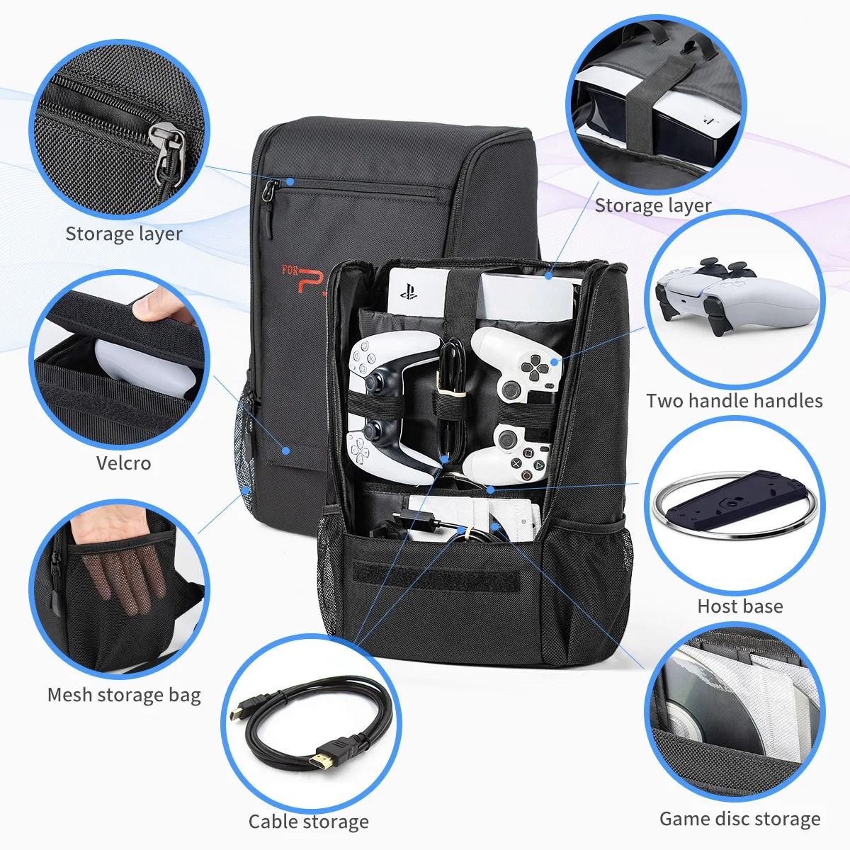 PS5 Pro & Slim Travel Carrying Backpack | Large Capacity Waterproof Console Case for Disc & Digital Editions