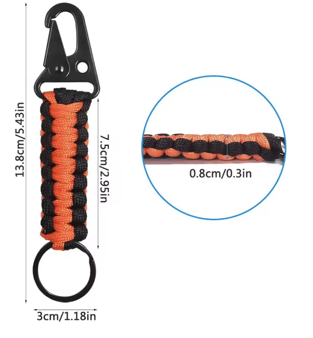 Paracord Survival Keychain with Carabiner Emergency Rope Lanyard