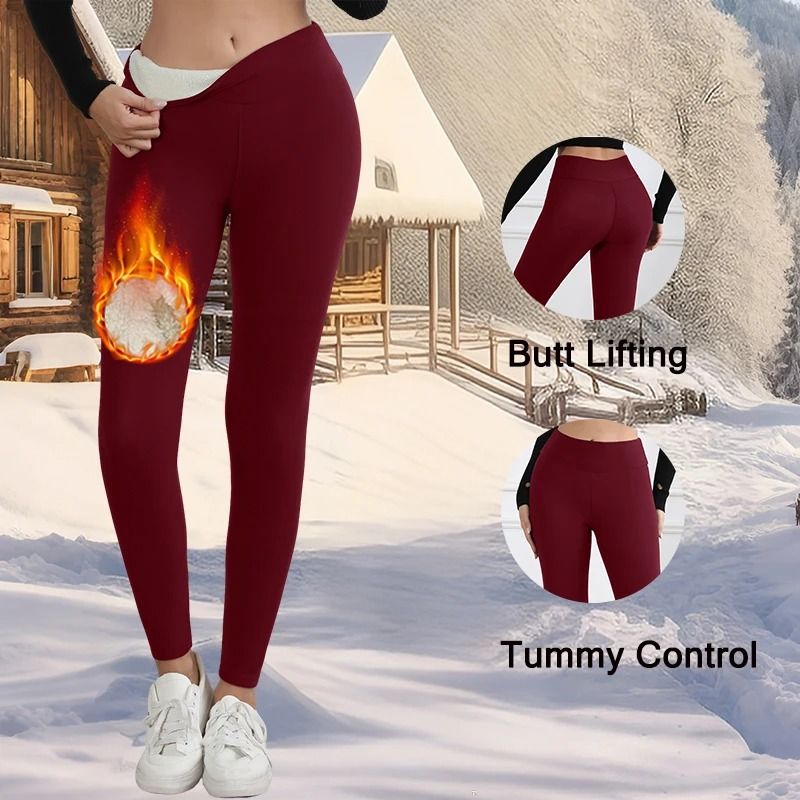 Womens Winter Fleece Lined Leggings High Waist Velvet Warm Tights