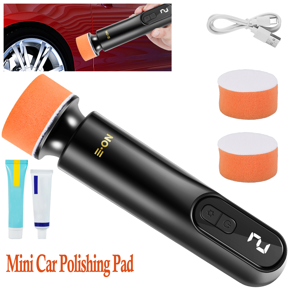 Car Polisher Machine Wireless Electric Polishing Wax Tool, Adjustable Speed LED Display, Auto Polish Waxing Machine