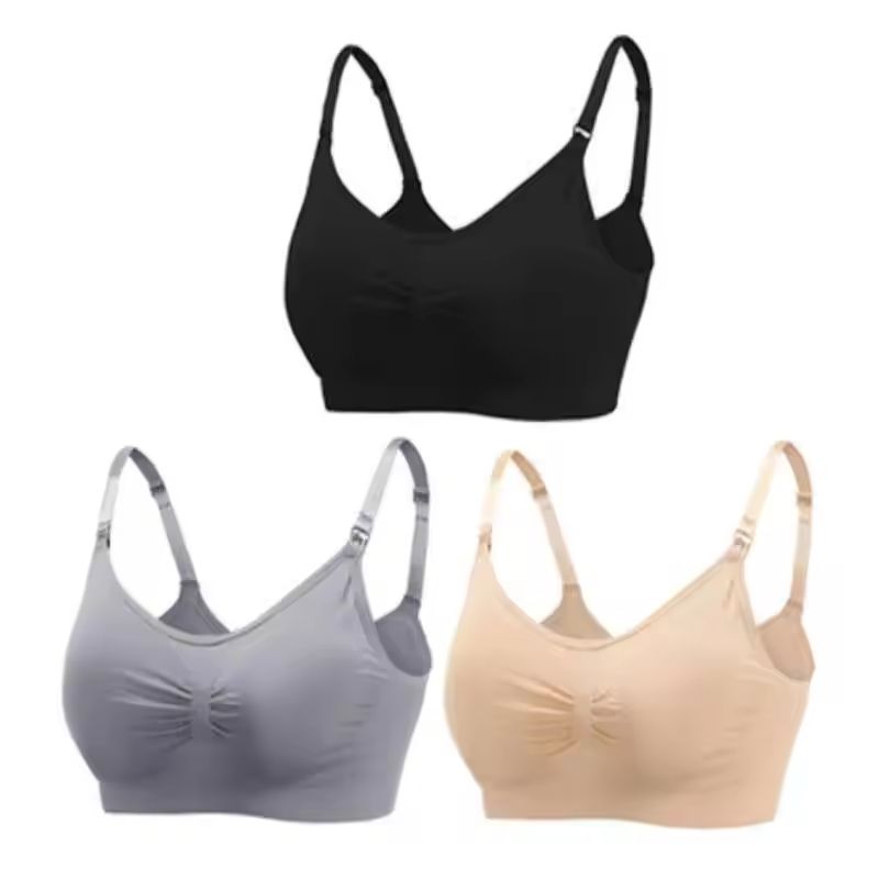 3pcs Maternity Nursing Bras Seamless Cotton Breastfeeding Underwear