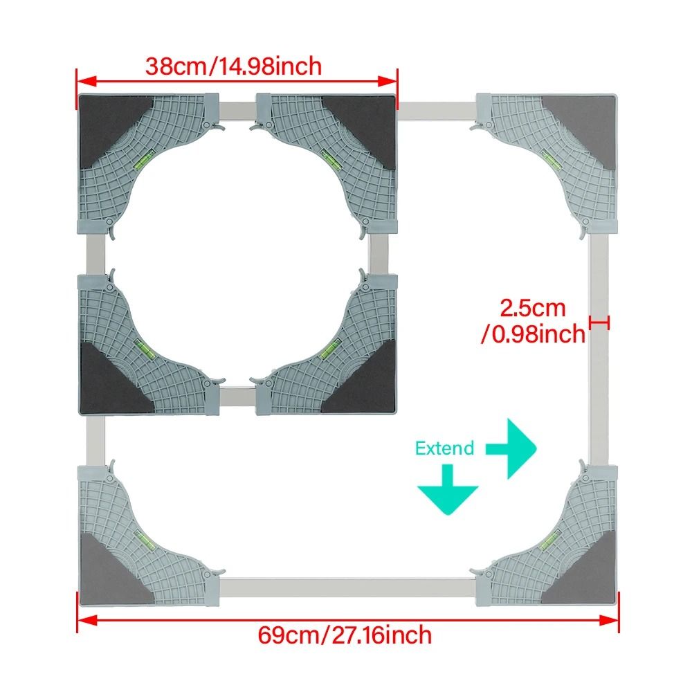 Adjustable Washing Machine Base Stand Stainless Steel Bracket for Washer and Refrigerator