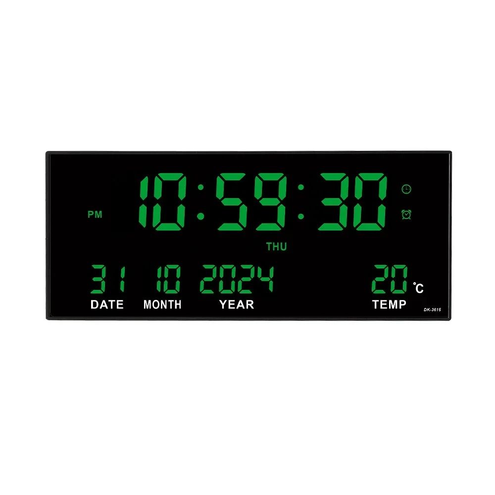 Digital Large Wall Clock Alarm Temperature Date Calendar Display 8 Sets of Alarm Clocks 14'' Electronic LED Clock Plug i