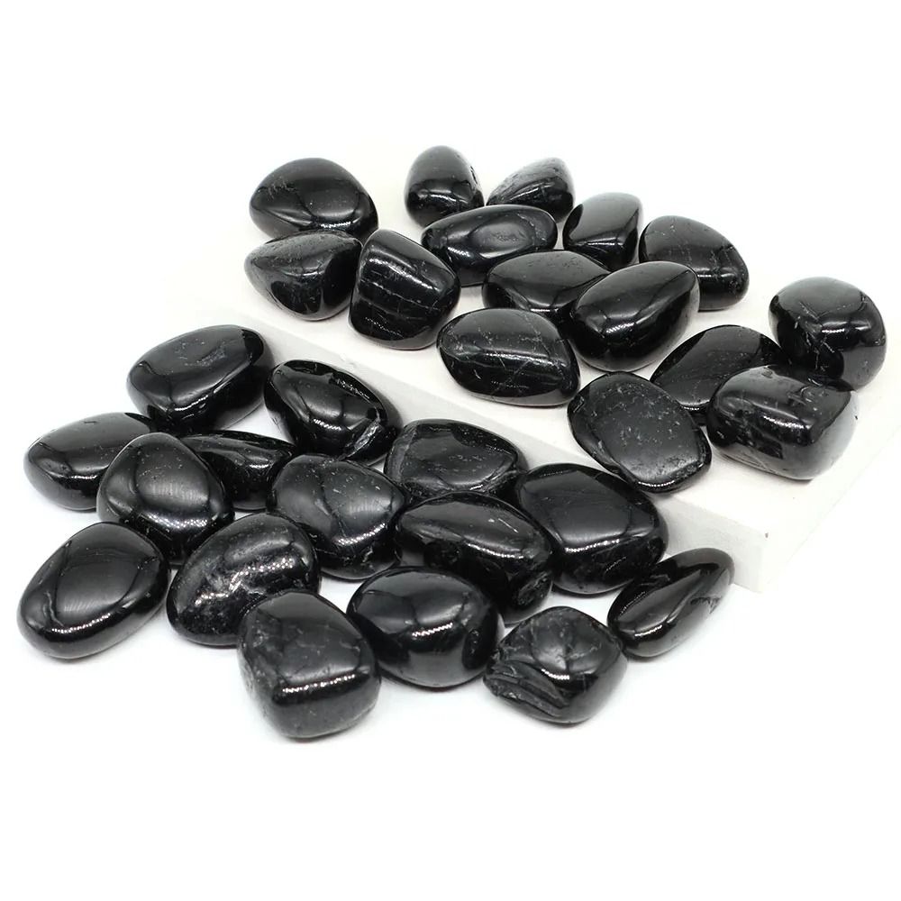 Natural Black Tourmaline – High-Definition Irregular Tumbled Mineral Specimen