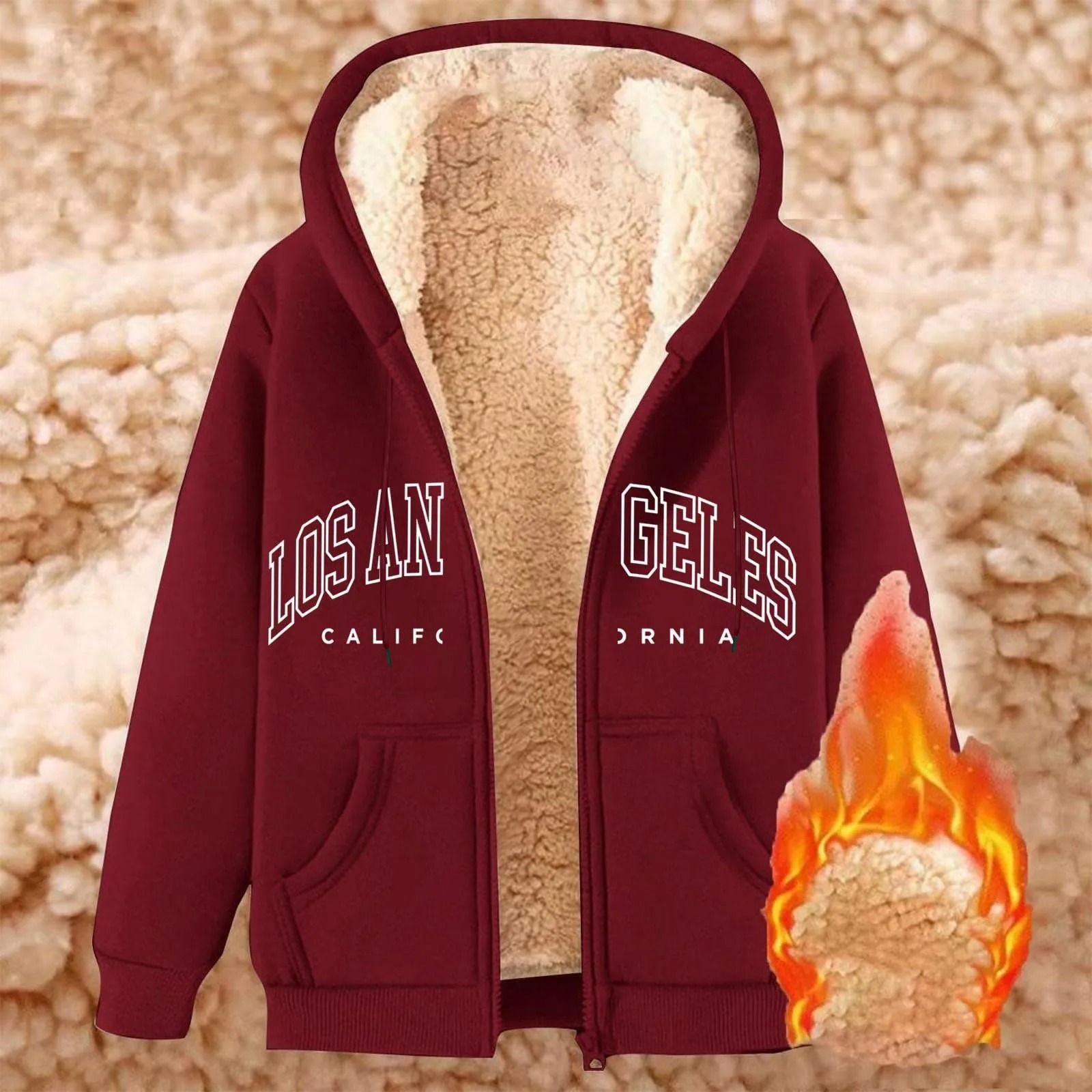 Womens Fleece Lined Zip Up Hoodie with Pockets