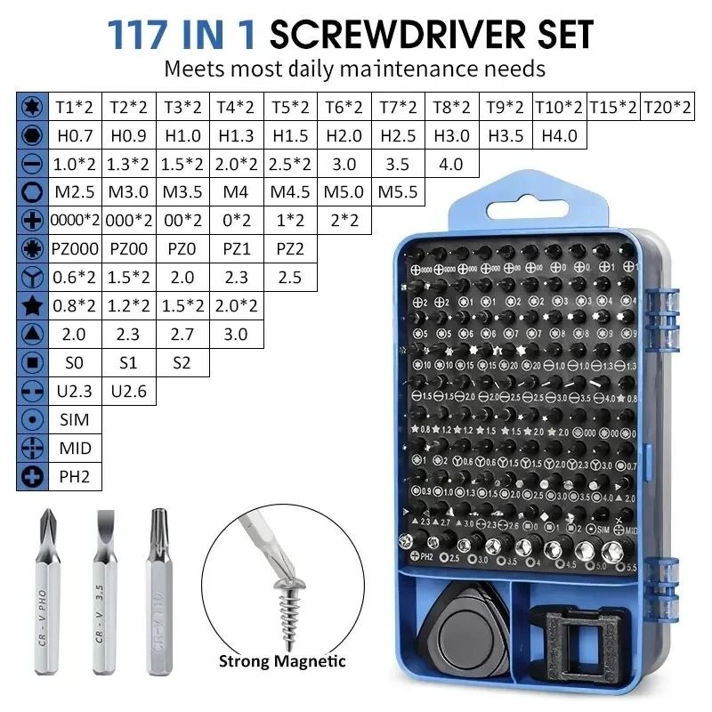 115/117 in 1 Precision Screwdriver Set Magnetic Torx Hex Repair Tool Kit