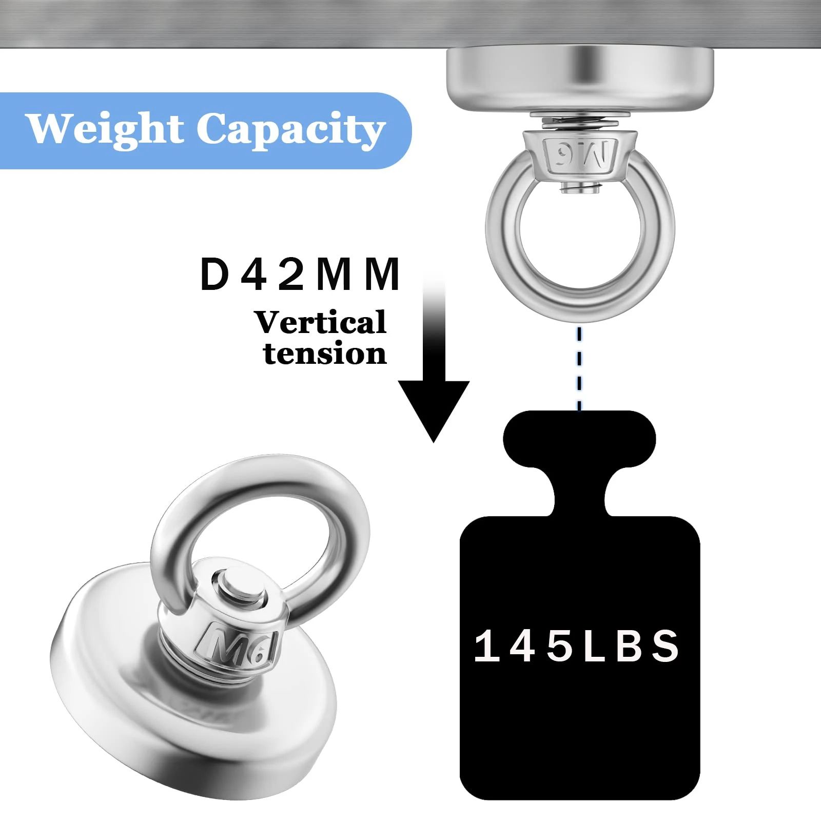 Super Strong Neodymium Fishing Magnet Heavy Duty Salvage Magnet with Eyebolt