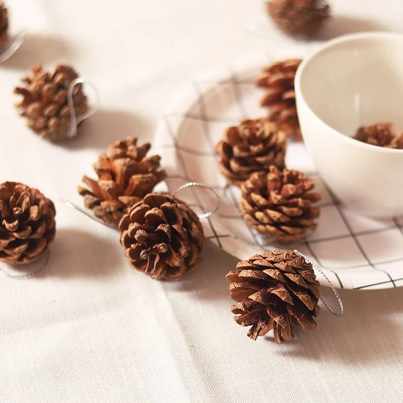 Mini Pinecone Christmas Tree Ornaments Set 6pcs
