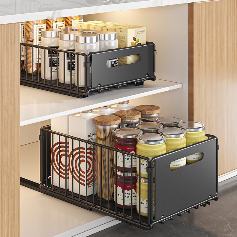 Pull-out Storage Box Internal Basket Kitchen Storage Rack Bathroom Cabinet