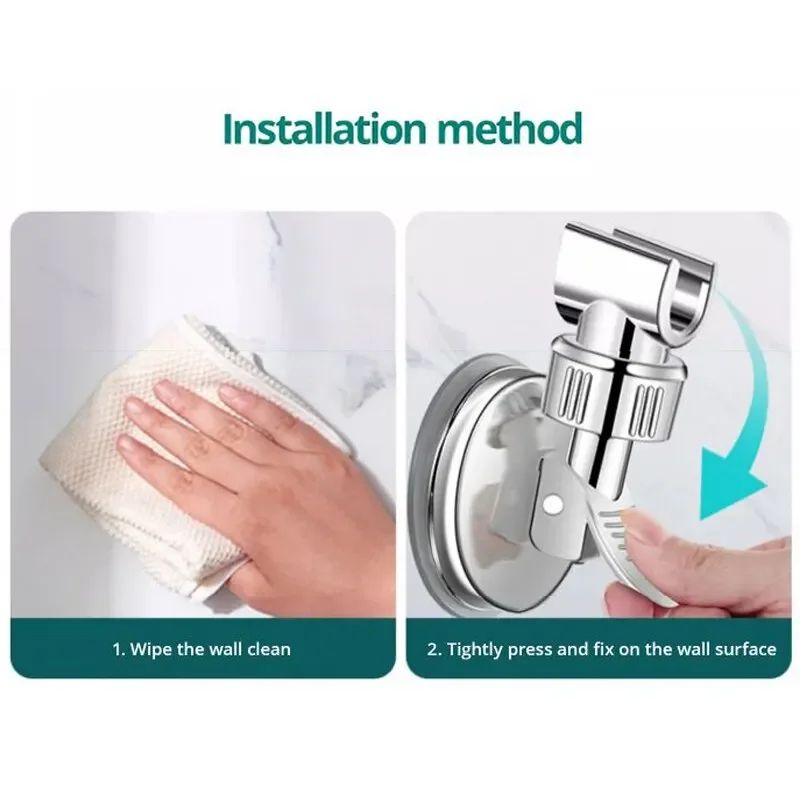Adjustable Suction Cup Shower Head Holder and Bathroom Rack