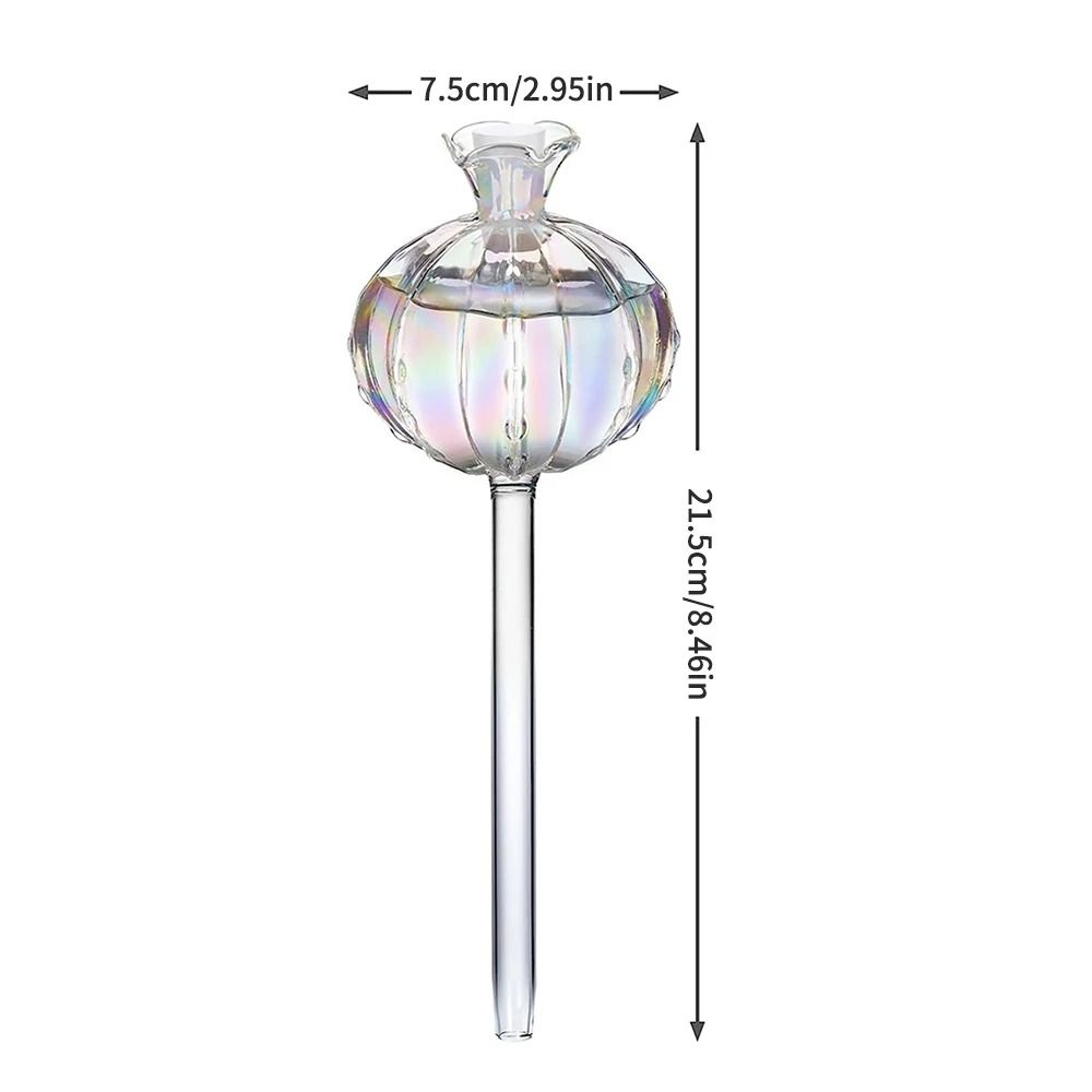 Glass Pomegranate Flower Plant Watering Globes Lazy Self Watering Drippers Set of 2
