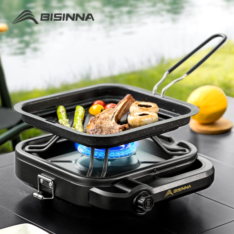 Portable BISINNA Camping Gas Stove High Firepower Split Cassette Furnace Outdoor Gas Burner for BBQ, Hiking, Picnic