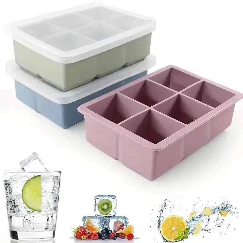 Premium Stackable Large Square Ice Cube Tray with Spill-Proof Lid