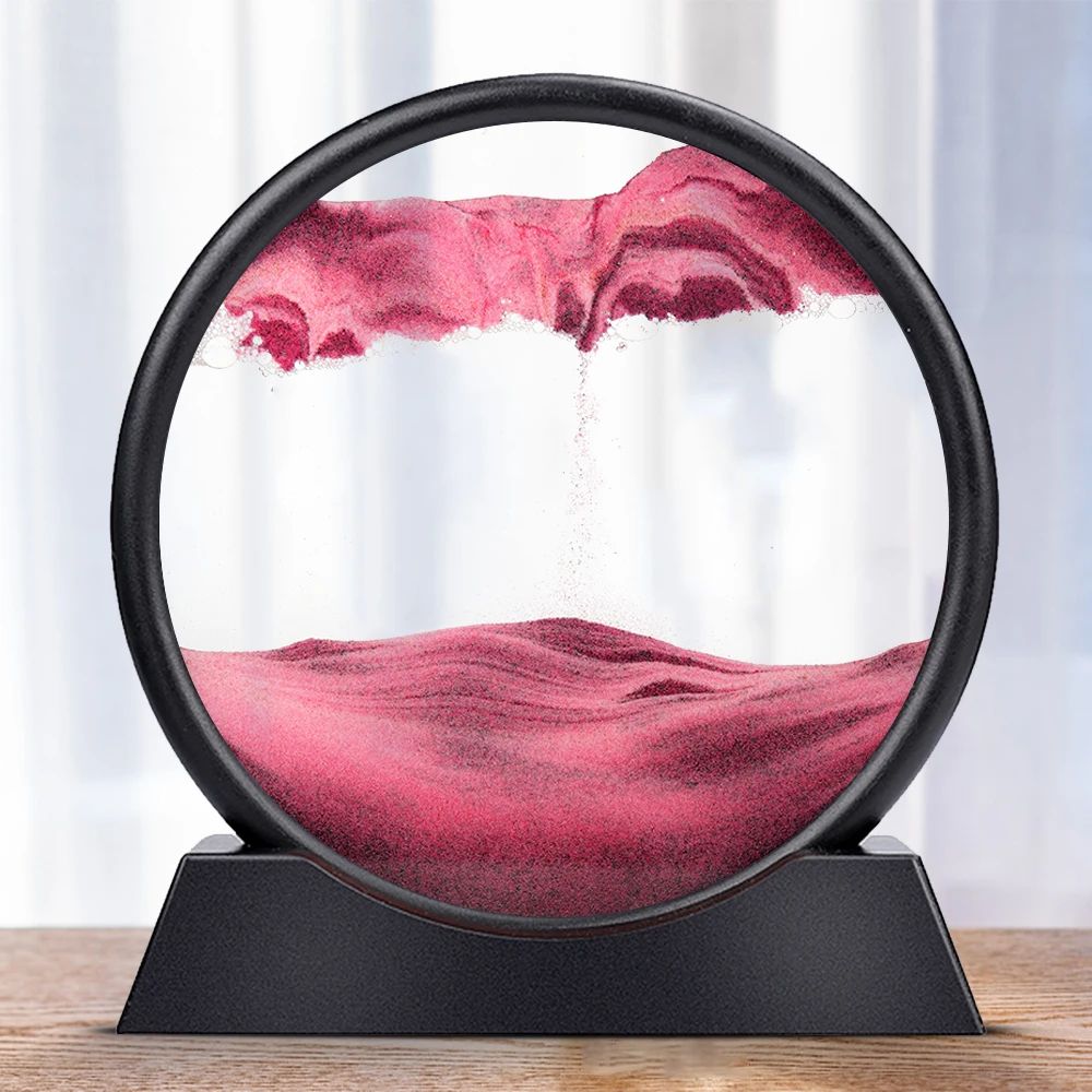 Deep Sea Moving Sand Art Picture – Round Glass 3D Sandscape in Motion Frame (7