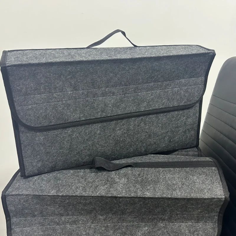 Gray Anti-Slip Car Trunk Organizer – Soft Felt Boot Storage Box with Compartments for Tools & Accessories