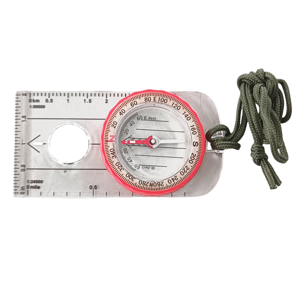 High Accuracy Survival Compass Waterproof Shockproof Hiking Compass with Magnifier Navigation Tool