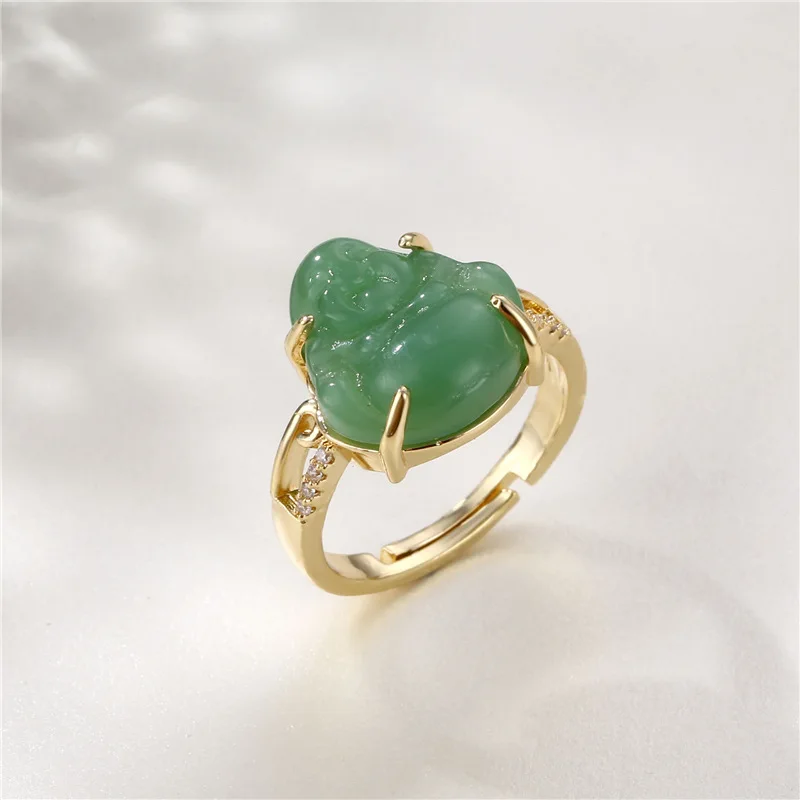 Charm Green Series Natural Tunable Religious Ring for Men and Women Jewelry Accessories