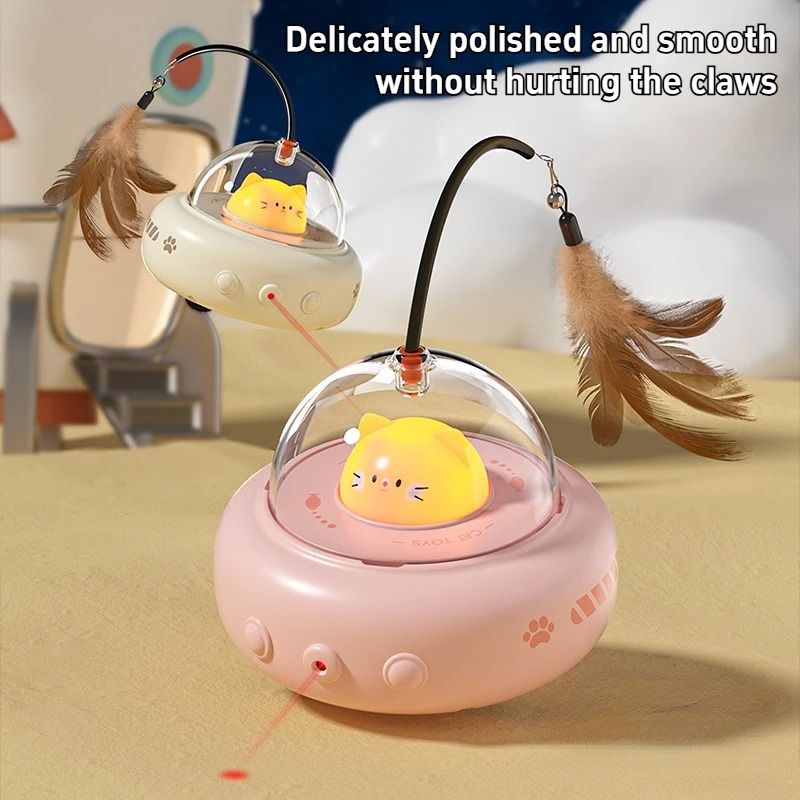 Electric Interactive Cat Toy Smart Cat Teaser Toy with Feather and Bell