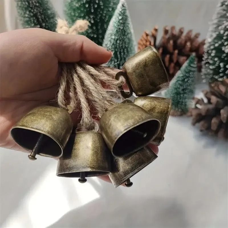 Rustic Iron Cow & Sheep Bells – 10pc Vintage Jingle Bells on Twine – Farmhouse Christmas & Pet Collar Decor