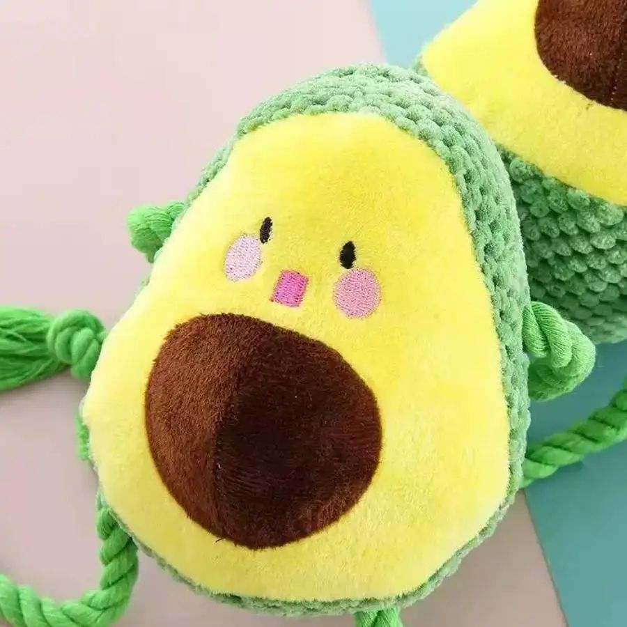 Avocado Plush Dog Toy With Rope Knot Interactive Chew Toy