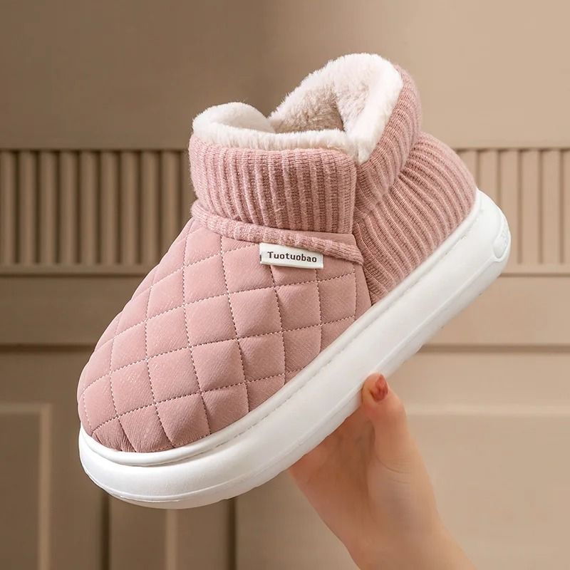 Winter Thick Sole Anti Slip Warm Fleece Slippers for Outdoor Wear
