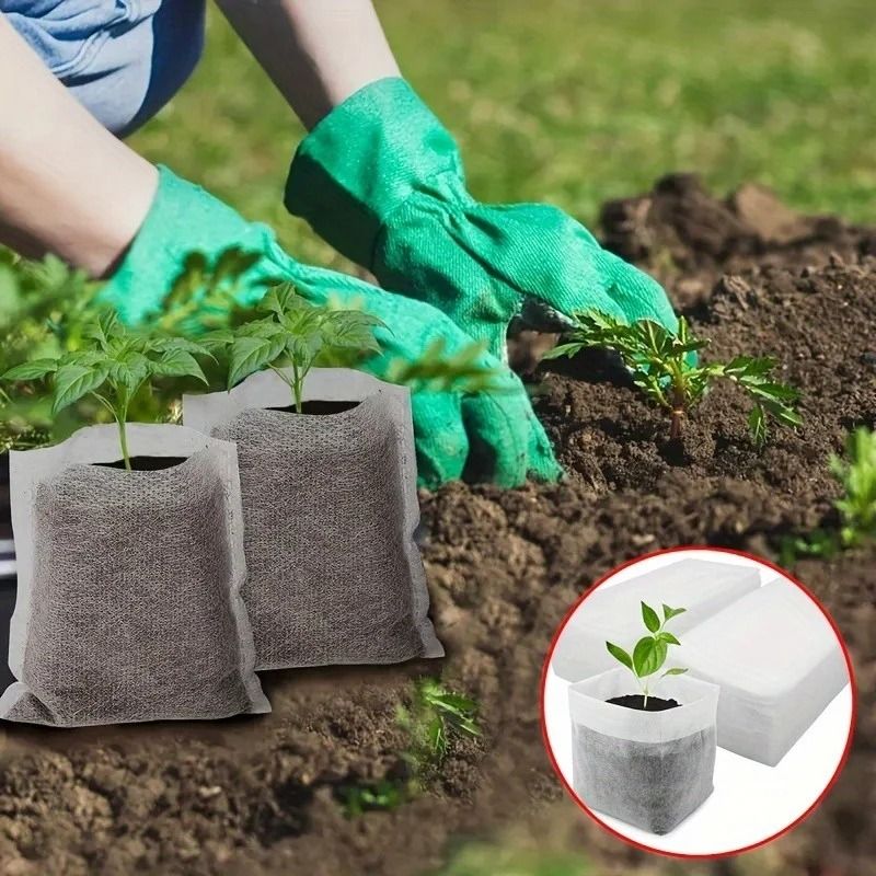 EcoSprout Biodegradable Seed Nursery Bags Non Woven Plant Grow Bags 100 Pack