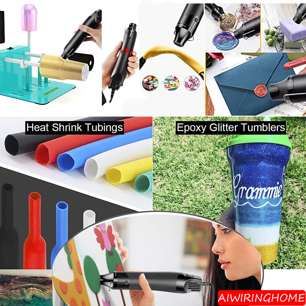 Mini Heat Gun with Heat Shrink Butt for DIY Craft and Shrink Wrapping PVC