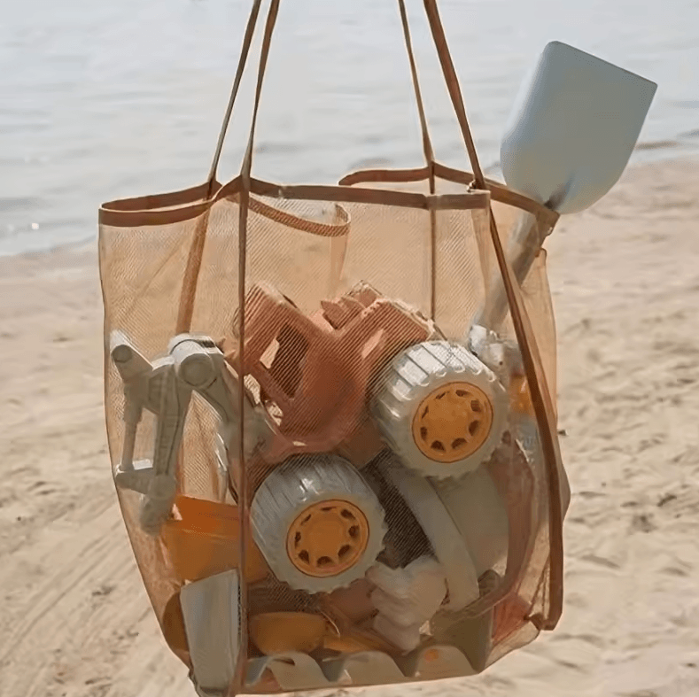XL Beach Toy Bag Extra Large Foldable Mesh Tote with Sturdy Handles