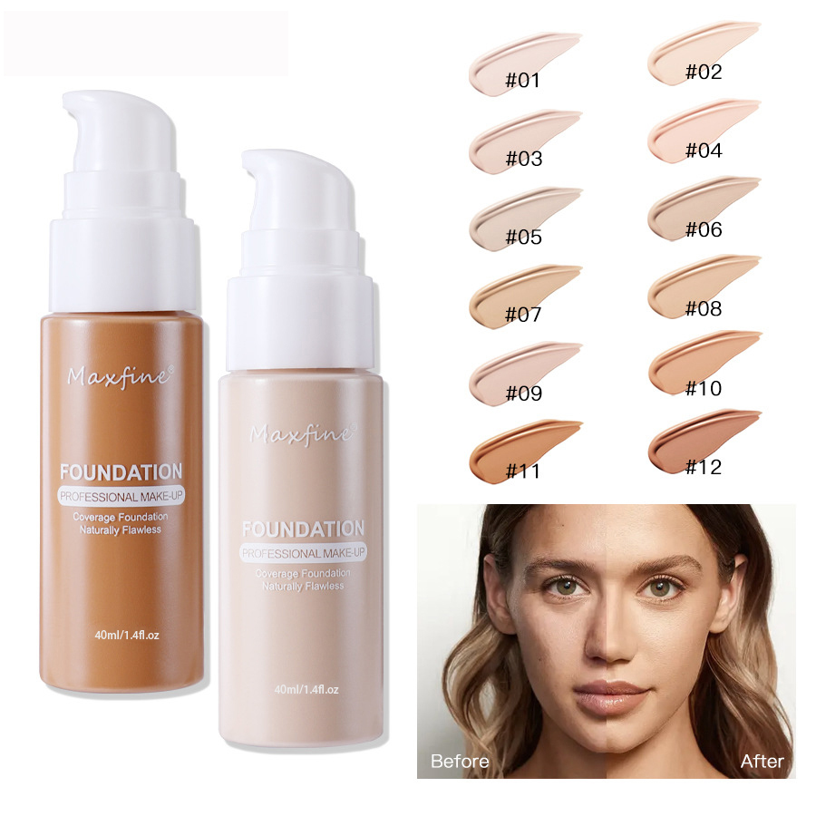Lightweight Liquid Foundation with Full Coverage, Oil-Control, Waterproof & Sweat-Resistant Concealer