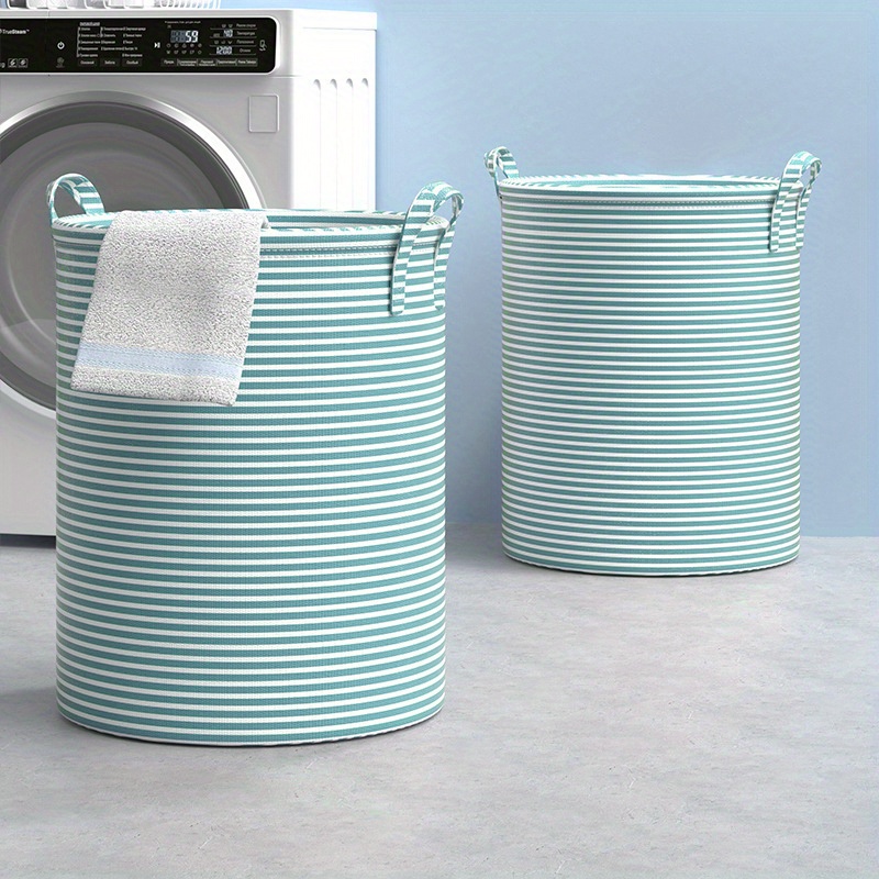 Foldable Minimalist Striped Laundry Basket – Multi-Purpose Collapsible Storage for Bathroom, Bedroom, and Toy