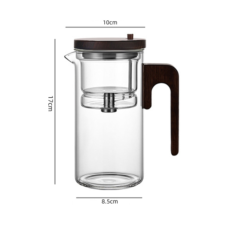 New Tea Pot with Magnetic Switch, Glass, Wood Handle, Tea Separation