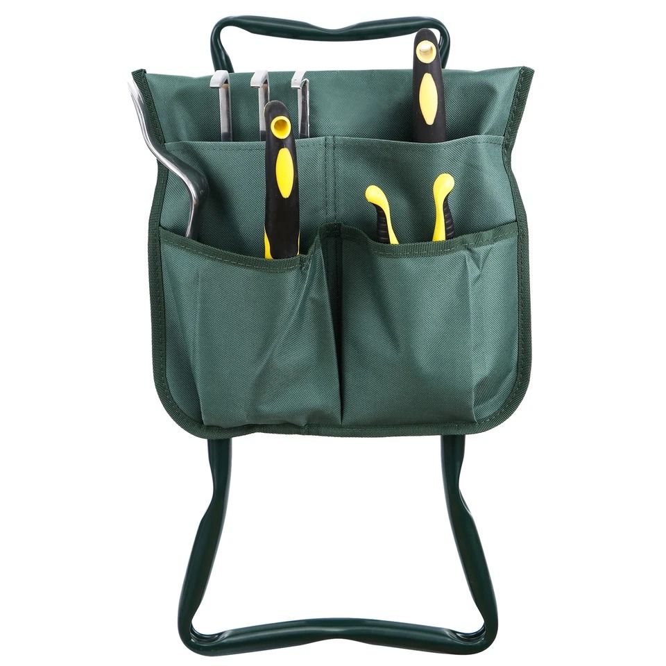 Foldable Garden Kneeler and Seat with EVA Cushion & Tool Pouch Heavy Duty Gardening Stool Bench