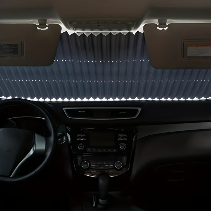 Automatic Retractable Car Sunshade Easy Install UV Protection Heat Insulation Adhesive Curtain