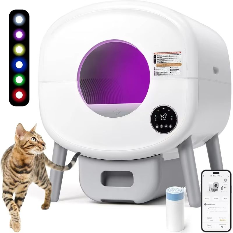 Extra Large Automatic Self-Cleaning Litter Box – App-Controlled, Odor-Free Solution for Multiple Cats