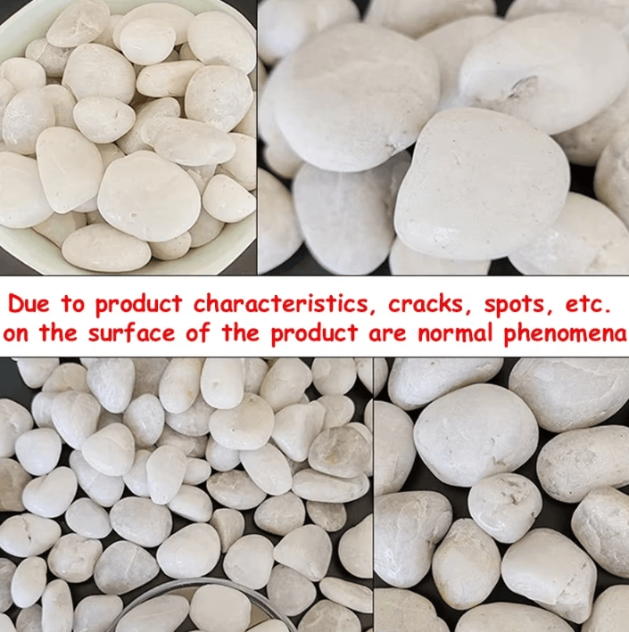 Premium White Polished Pebbles – Natural Decorative Stones for Aquarium, Plants & Landscaping