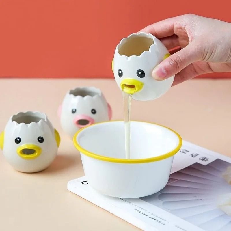 Premium Ceramic Cartoon Egg Separator – Creative Mini Egg White & Yolk Filter Kitchen Tool