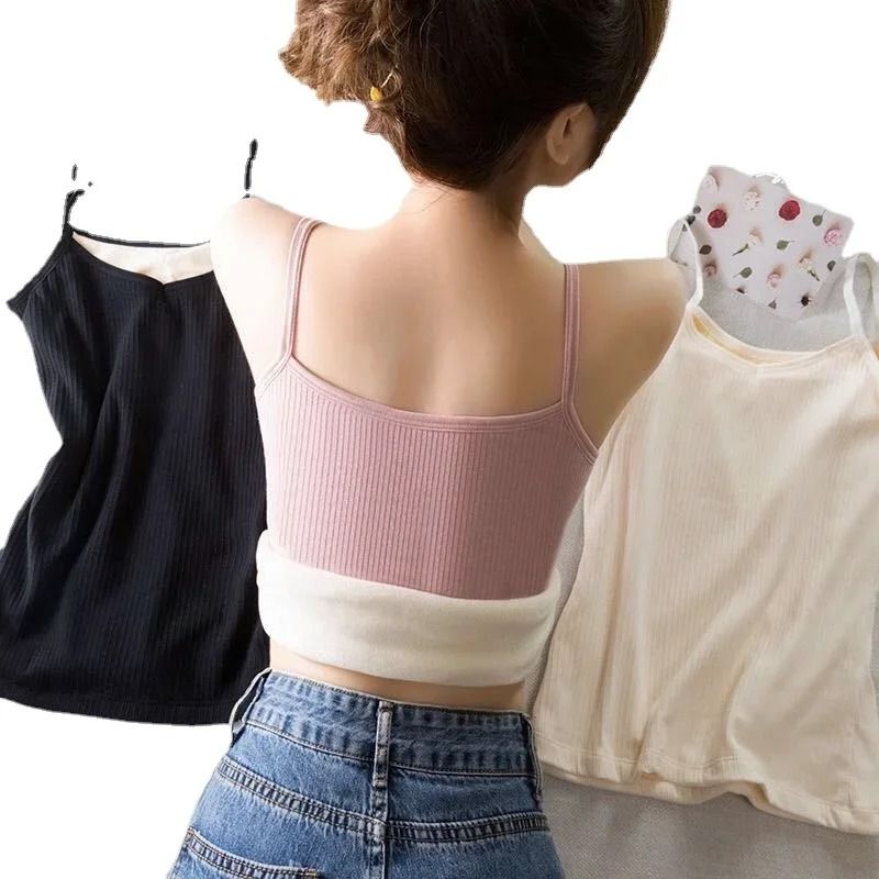 Women Winter Warm Velvet Thermal Sleeveless Top Elastic Slim Fit Base Layer