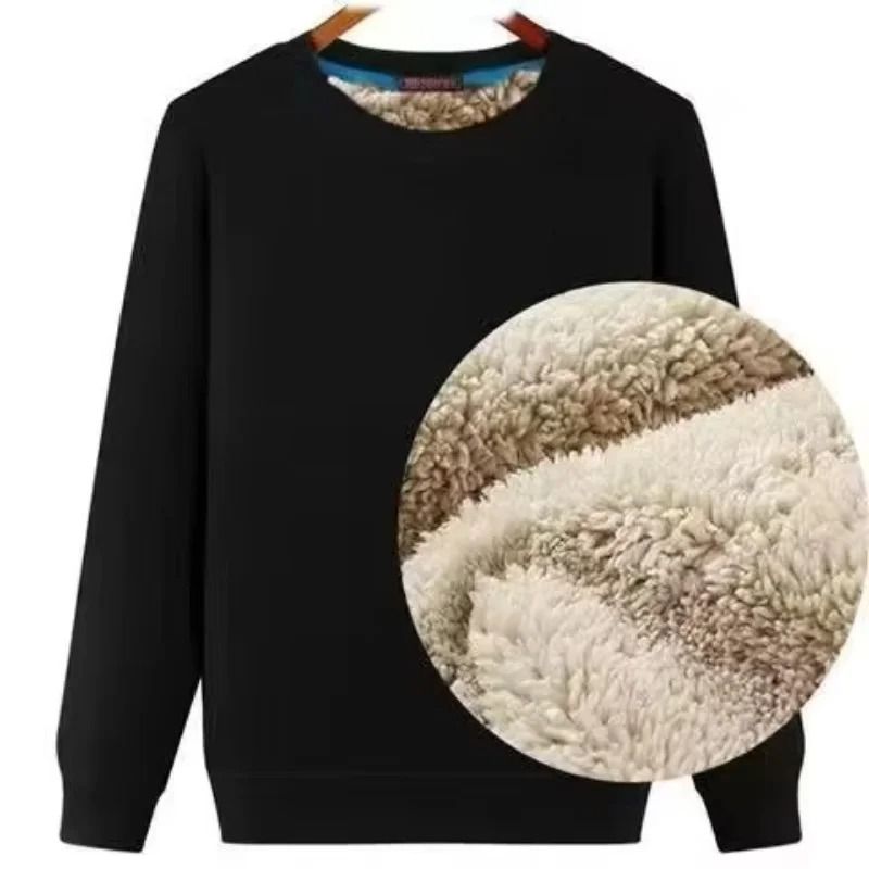 Mens Winter Warm Fleece Lined Thermal Pullover Shirt Crew Neck Long Sleeve Basic Sweatshirt