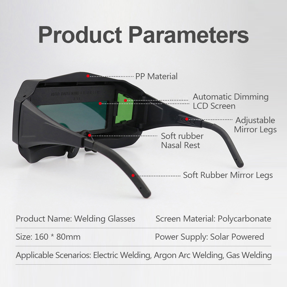 Professional Welding Glasses, Automatic Darkening Glasses for TIG MIG MMA, Weld Glasses Goggles, Durable Welding