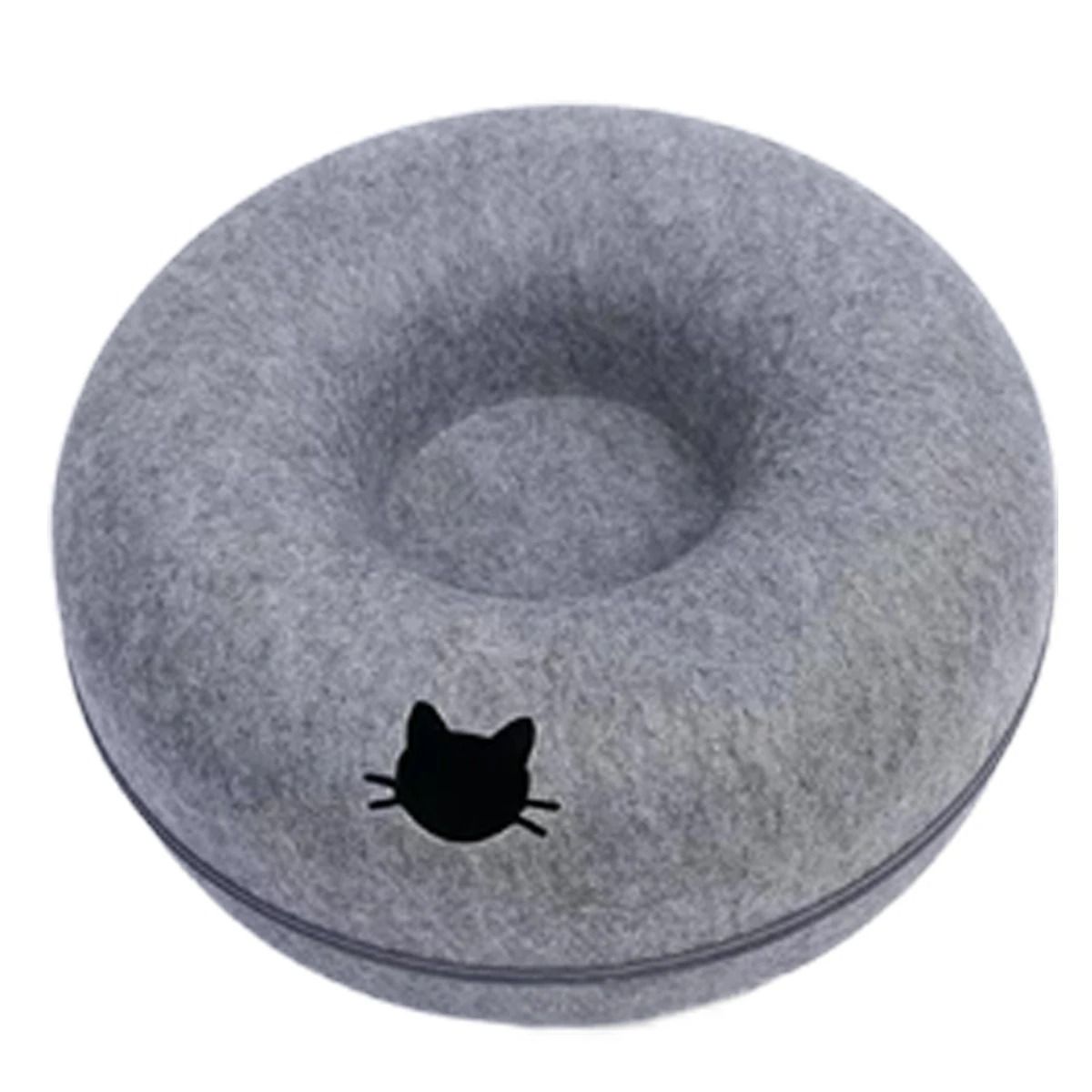 Felt Donut Cat Tunnel Bed with Breather Hole and Interactive Play Hideout