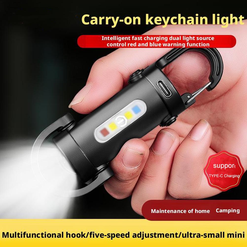 Portable LED Keychain Light Rechargeable & Waterproof Mini Flashlight for Camping, Travel, and Emergency