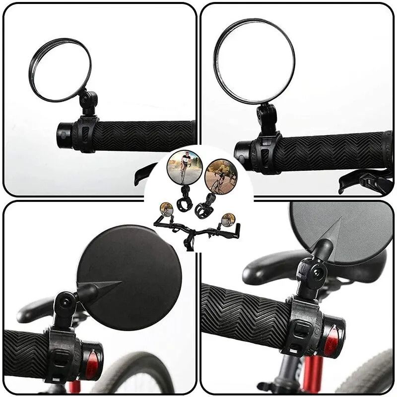 Rotating Bicycle Rear View Mirror for Handlebar Safety