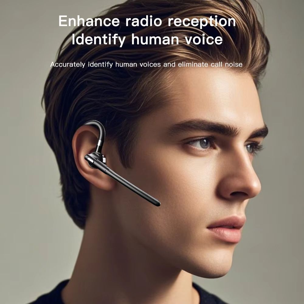 Bluetooth 5.4 Wireless Ear-Hook Headset with Dual Mic & CVC8.0 Noise Cancelling for Hands-Free Driving