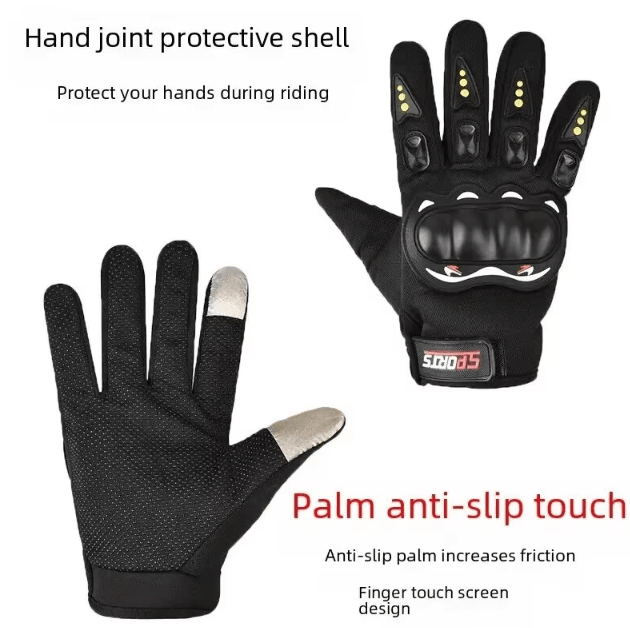 GripShield Touchscreen Motorcycle Gloves – Full Finger Protective Riding Gear